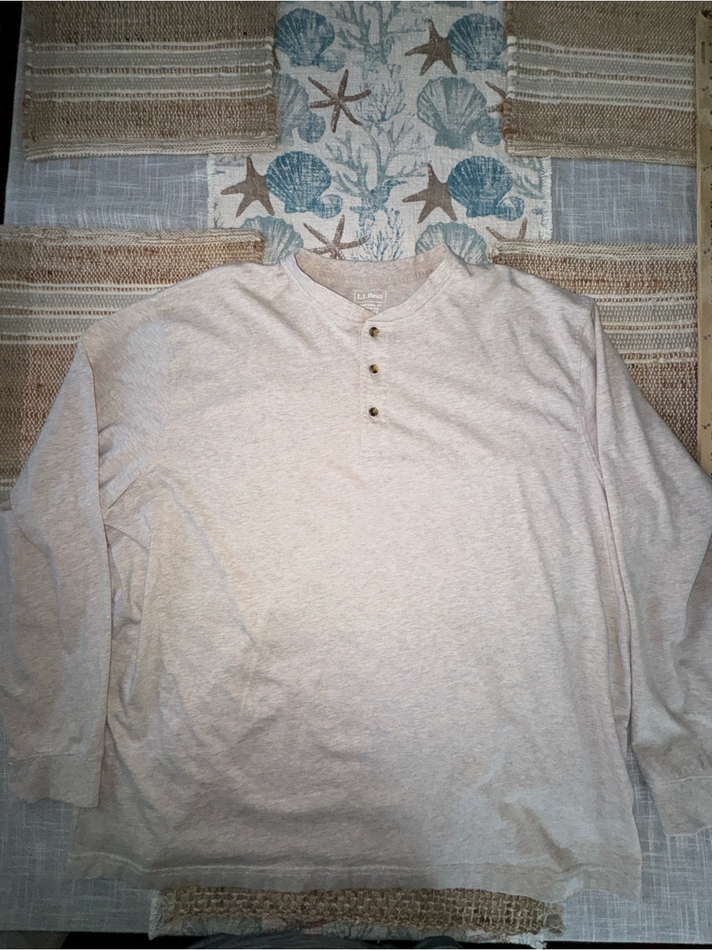 L.L. Bean Men's Henley Shirt, Long-Sleeve, Gray Heather, Traditional Fit, XXL